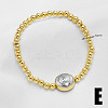 Duo Tone Brass Flat Round and Round Beaded Stretch Bracelets WGD7162-03-1