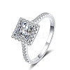 Square Rhodium Plated 925 Sterling Silver Pave 6.5x3.9mm Moissanite Finger Rings for Women WG02E28-08-5