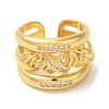 Brass Micro Pave Cubic Zirconia Cross Open Cuff Rings RJEW-U008-47G-2