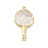 Brass Pave Natural Shell Racket Pendants KK-L239-067G-01-1