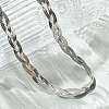 Non-Tarnish 304 Stainless Steel Interlocking Triple Herringbone Chain Necklace for Men Women NJEW-H167-01P-4