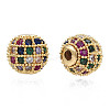 Rack Plating Brass Cubic Zirconia Beads ZIRC-S001-8mm-C02-1