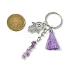 Natural Rose Quartz & Prehnite & Natural Lapis Lazuli & Natural Amethyst  & Natural Howlite Chip Beaded Tassel Pendant Keychain KEYC-JKC00851-4