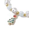 2Pcs 2 Styles Christmas Tree & Deer Alloy Enamel Charm Bracelet Sets BJEW-JB10871-4