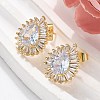 Brass Micro Pave Clear Cubic Zirconia Stud Earrings EJEW-C139-03G-1