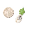 15Pcs 15 Styles Natural Cowrie Shell & Dyed Synthetic Turquoise Turtle Copper Wire Wrapped Pendants PALLOY-JF04034-3