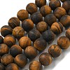 Frosted Natural Tiger Eye Beads Strands G-Q177-A01-01-1