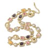 Brass Micro Pave Clear Cubic Zirconia with Multicolor Cat Eye Rectangle Square Oval Tennis Necklaces NJEW-G183-05G-4