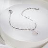 Simple Natural Rose Quartz Heart Charm Bracelets GL4728-1-1