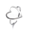 Non-Tarnish Hollow Out Heart 304 Stainless Steel Open Cuff Ring for Women RJEW-E073-07P-1