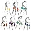 7Pcs Natural & Synthetic Gemstone Moon Pendant Decorations PALLOY-FS00062-1