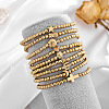 Round CCB Plastic & Alloy Beaded Stretch Bracelets for Women WG68281-01-3