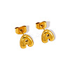 Chunk Letter 304 Stainless Steel Stud Earrings for Women LS-EJEW-G386-01A-G-1
