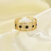 Hollow Out 304 Stainless Steel Enamel Cuff Rings for Women LS-RJEW-G338-11G-2