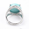 Adjustable Synthetic Turquoise Finger Rings RJEW-F075-01R-3