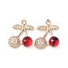 Brass & Glass Micro Pave Cubic Zirconia Pendants KK-S532-07KCG-1