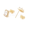Clear Cubic Zirconia Rectangle Stud Earrings EJEW-F282-30G-2