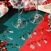 12Pcs Christmas Theme Tibetan Style Alloy & Glass Pendants Wine Glass Charms AJEW-SC0002-02-4