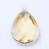 Silver Color Plated Brass Glass Teardrop Pendants GLAA-M006-A-18S-2