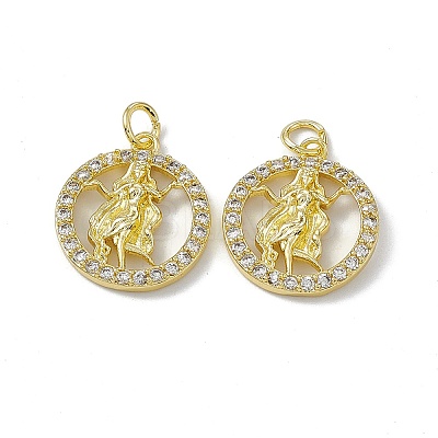 Real 18K Gold Plated Brass Micro Pave Clear Cubic Zirconia Pendants KK-E068-VB409-6-1