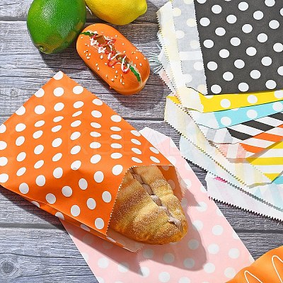 20Pcs 10 Styles Striped & Polka Dot Kraft Paper Bags CARB-YW0001-01-1