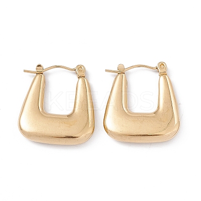 Ion Plating(IP) 304 Stainless Steel Trapezoid Thick Hoop Earrings for Women EJEW-B018-07G-1