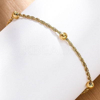 304 Stainless Steel Rope Chain Bracelets for Women BJEW-C094-04G-1