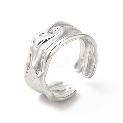 Non-Tarnish 304 Stainless Steel Twist Open Cuff Ring for Women X-RJEW-E063-24P-1