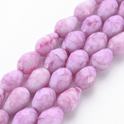 Opaque Baking Paint Crackle Glass Beads Strands EGLA-T008-17D-1
