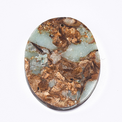 Assembled Natural Bronzite and Synthetic Aqua Terra Jasper Pendants G-S329-035-1