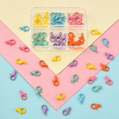 60Pcs 6 Colors Spray Painted Eco-Friendly Alloy Lobster Claw Clasps FIND-YW0001-40-NR-1