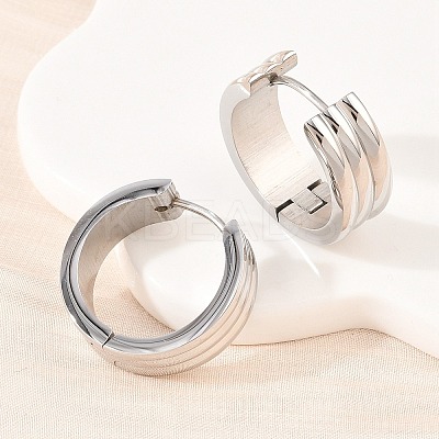 304 Stainless Steel Textured Hoop Earrings EJEW-L307-09P-02-1