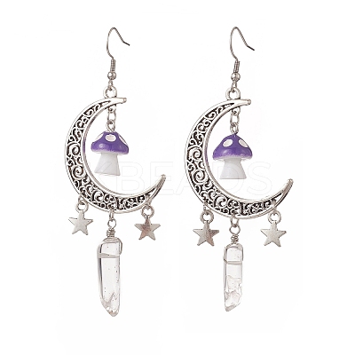 Alloy Moon with Star Chandelier Earrings EJEW-JE05224-1