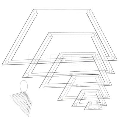 6Pcs 6 Styles Transparent Acrylic Sewing Template AJEW-NB0007-76A-1