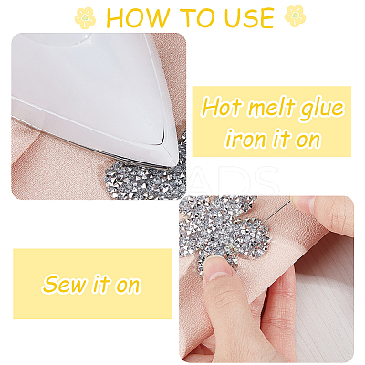 12Pcs 2 Colors Flower Hotfix Rhinestone Iron on Patches DIY-CP0009-64-1