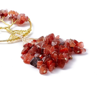 Wire Wrapped Chips Natural Mixed Stone Big Pendant Decorations HJEW-H057-03-1