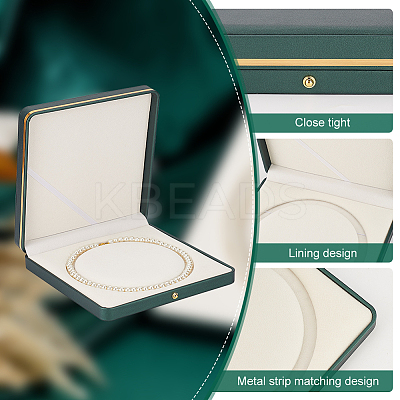 Square PU Leather Pearl Necklace Box LBOX-WH0002-06A-1