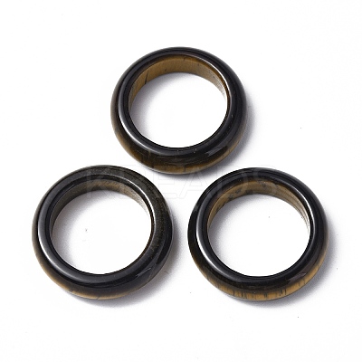 Natural Tiger Eye Plain Band Ring RJEW-P044-01A-07-1
