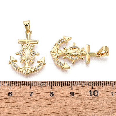 Brass Micro Pave Cubic Zirconia Pendants KK-N268-03G-1