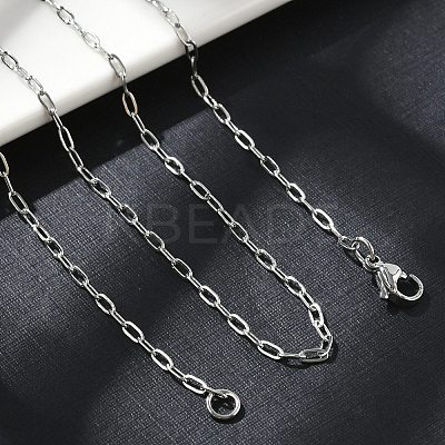 Non-Tarnish 304 Stainless Steel Paperclip Chain Necklace with Lobster Claw Clasps for Men Women NJEW-H205-03P-01-1