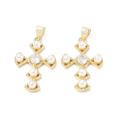 Eco-Friendly Brass Micro Pave Cubic Zirconia Pendants KK-F845-42G-1