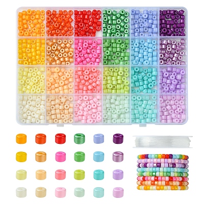 DIY Column Baking Paint Glass Seed Beads Bracelets Making Kits SEED-FS0001-39-1