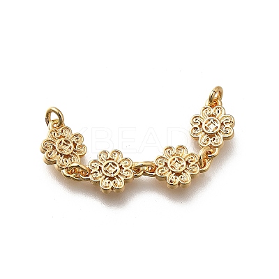 Brass 4 Flowers Links Connector Charms KK-K378-59G-1