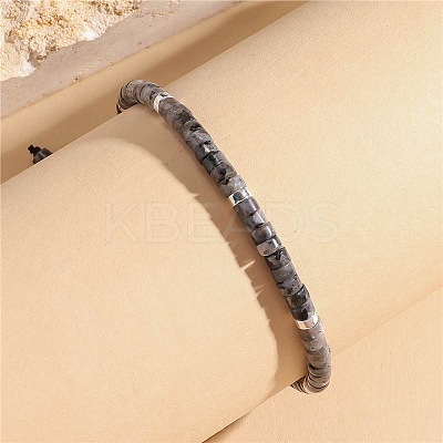 Natural Larvikite Heishi Beaded Braided Bracelets SA4116-4-1