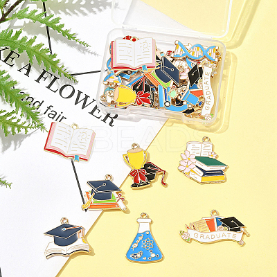 24Pcs 12 Styles Alloy Enamel Pendants ENAM-FS0003-40-1