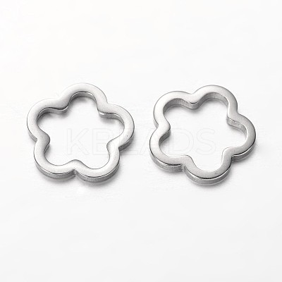 Tarnish Resistant Flower 201 Stainless Steel Link Rings STAS-I045-41-1