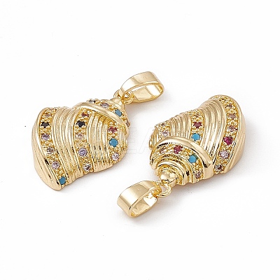 Brass Micro Pave Cubic Zirconia Pendants KK-E068-VC051-1