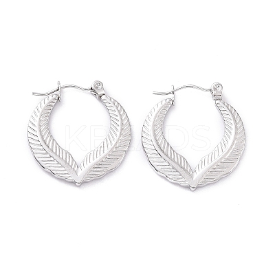 Non-Tarnish 304 Stainless Steel Double Leaf Wrap Hoop Earrings for Women LS-EJEW-G293-23P-1