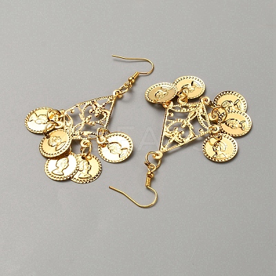 Alloy Flat Round Charms Cluster Bib Necklace & Ring Bracelet & Dangle Earrings & Headwears SJEW-WH0002-06-1