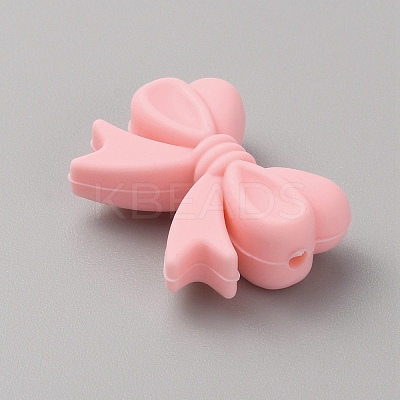 Bowknot Silicone Beads LS-SIL-WH0010-24-1